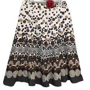 YUVITA Full circle skirt polka dot brown tan white Sz 8 EUC Like new